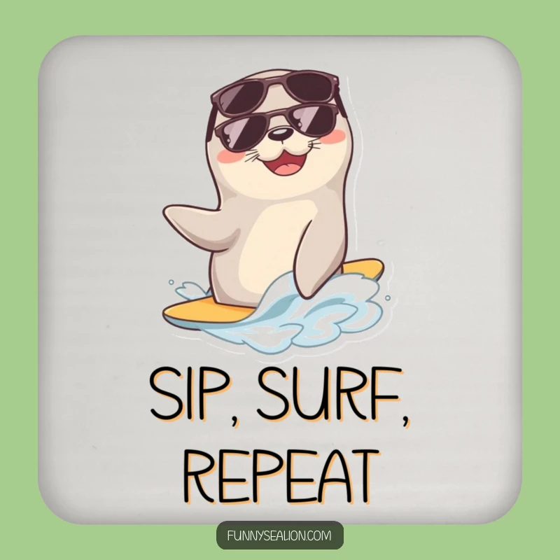 Funny Cool Sea Lion Wave Coaster: Protect Surfaces with Style!