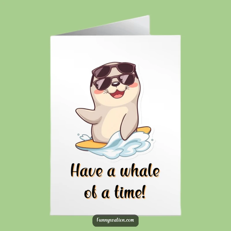 Free Printable Birthday Card: Cool Sea Lion Surfer, Awesome Downloadable Gift!